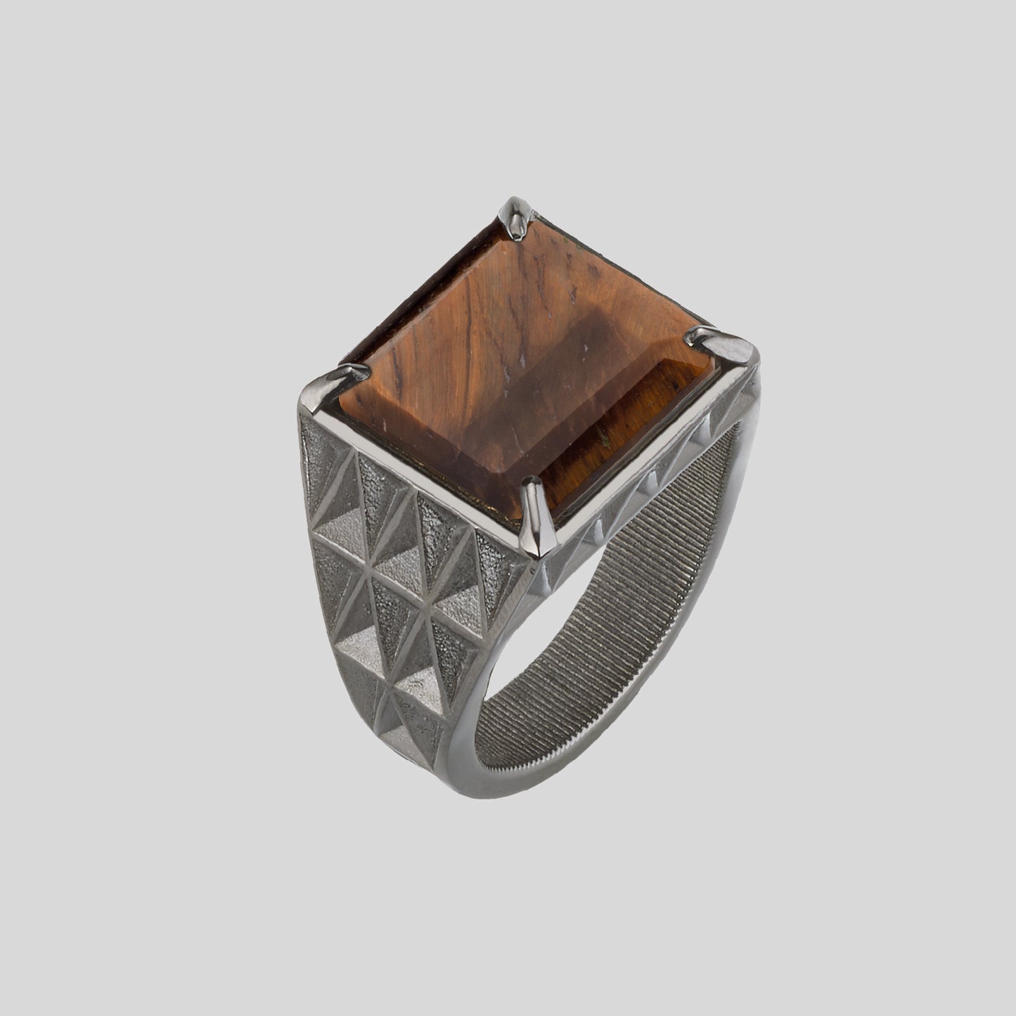 Anello V Prisma Square Occhio di Tigre