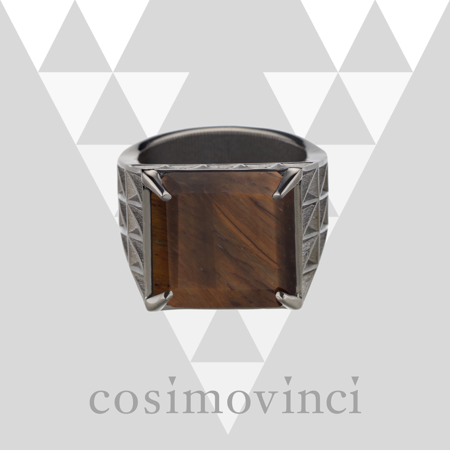 Anello V Prisma Square Occhio di Tigre
