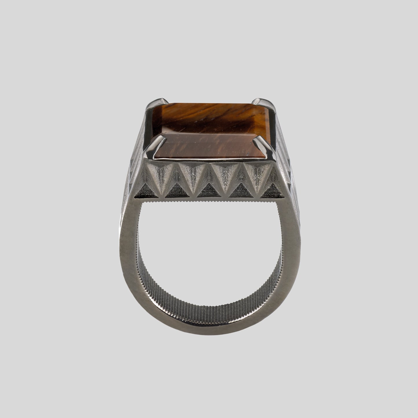 Anello V Prisma Square Occhio di Tigre