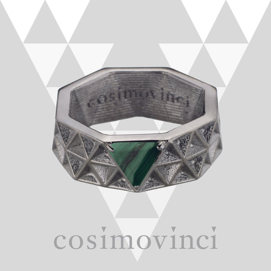 Anello V Prisma Octagon Malachite